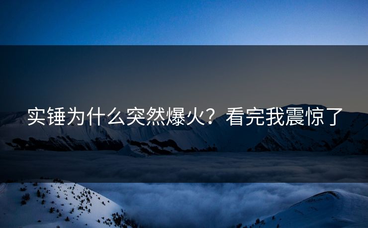 实锤为什么突然爆火？看完我震惊了