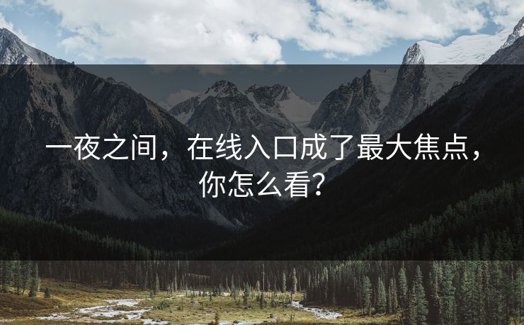 一夜之间，在线入口成了最大焦点，你怎么看？