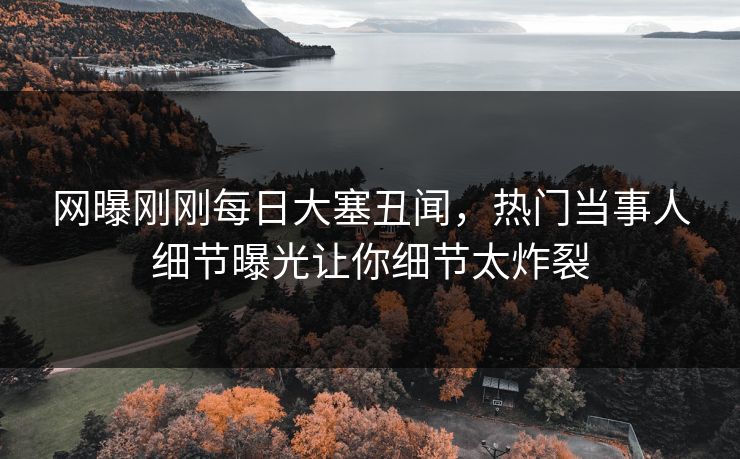 网曝刚刚每日大塞丑闻，热门当事人细节曝光让你细节太炸裂