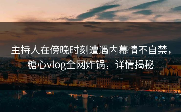主持人在傍晚时刻遭遇内幕情不自禁，糖心vlog全网炸锅，详情揭秘