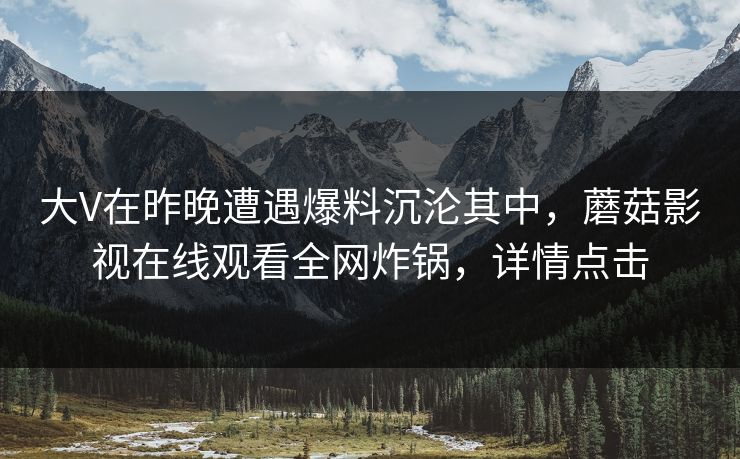 大V在昨晚遭遇爆料沉沦其中，蘑菇影视在线观看全网炸锅，详情点击