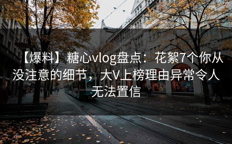 【爆料】糖心vlog盘点：花絮7个你从没注意的细节，大V上榜理由异常令人无法置信