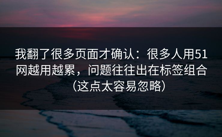 我翻了很多页面才确认：很多人用51网越用越累，问题往往出在标签组合（这点太容易忽略）